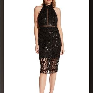 Bardot sequin halter dress